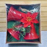 Vintage Noma Lighted Christmas Bells Red Plastic Cluster of 3 Bells & Poinsettia NOMA - KOEEK