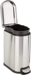 Compact trash can with lid and soft close foot pedal, brushed stainless steel 07FC0E-D4 - KOEEK
