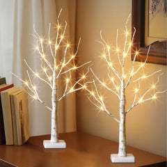 Glowing Birch Tree Spring Home Decor, Christmas Indoor Decor, Set of 2