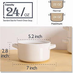 6 Pack Soup Bowls with Handles, 24 Oz Large Serving Soup Bowl Set, Ceramic Soup