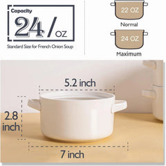 6 Pack Soup Bowls with Handles, 24 Oz Large Serving Soup Bowl Set, Ceramic Soup 07FC0E-D4 - KOEEK