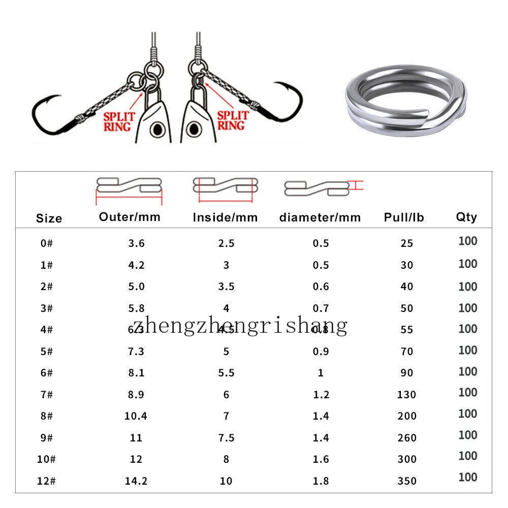 1000Pcs/ Pack Stainless Steel Heavy Duty Fishing Split Rings Big Game Saltwater 07FC0E-D4 - KOEEK