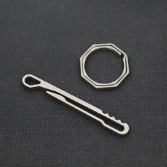 EDC Titanium TC4 Key Chain + Key Ring Belt Clip Molle Pecket Outdoor Tool KCR-8 07FC0E-D4 - KOEEK
