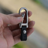 Titanium Alloy + Leather Keychain Carabiner Portable Card Key Hang Buckle EDC 07FC0E-D4 - KOEEK