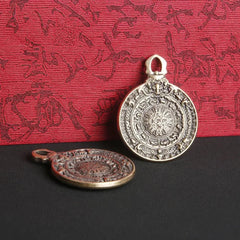 Retro Copper Nine Palaces Bagua Board Amulet Feng Shui Auspicious Pendant 07FC0E-D4 - KOEEK