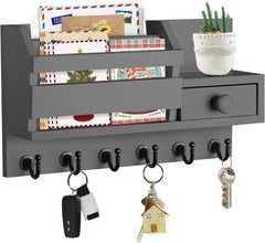 Wall-mounted key rack, wooden mail and key storage rack 07FC0E-D4 - KOEEK