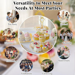 3 Tier Cupcake Stands, Plastic Trays,Cake Platters Includes 6 pcs Pastry Trays 07FC0E-D4 - KOEEK
