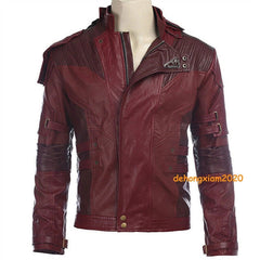 Guardians of the Galaxy 2 Star Lord Peter Quill Red PU Jacket Cosplay Costume 07FC0E-D4 - KOEEK