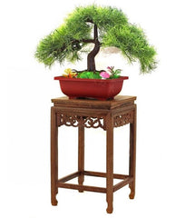 Wood Fishbowl Bonsai Vase Rack Plant Stone Base Flower Stand Home Decoration 07FC0E-D4 - KOEEK