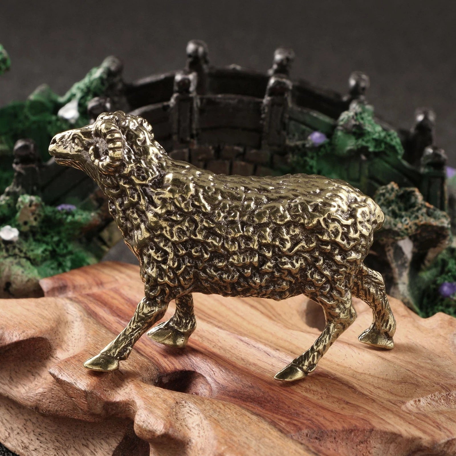 Solid Brass Sheep Figurine Small Statue Home Ornament Figurines Collectibles Toy 07FC0E-D4 - KOEEK
