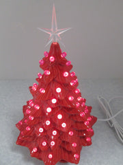 "Red Glazed Ceramic Christmas Tree" ly Made/ Extra Lights 07FC0E-D4 - KOEEK