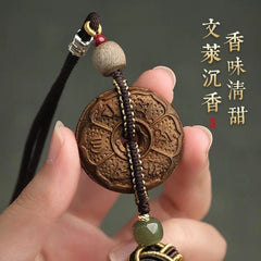 Golden Phoebe Peace Buckle Car Hanging Wooden Ornament Rearview Mirror Decor 07FC0E-D4 - KOEEK