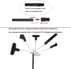 6 Pcs 1.25inch Universal Vacuum Extension Wand Vacuum Attachments 1 1/4 inch 07FC0E-D4 - KOEEK