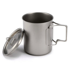 Titanium 420ml 750ml Pot Set With Foldable Handle - Outdoor Camping Cup Bowl Pot 07FC0E-D4 - KOEEK