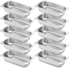 10 Pack Hotel Pan, Stainless Steel Steamer, 1/3 Size, 0.8 mm Thick 07FC0E-D4 - KOEEK
