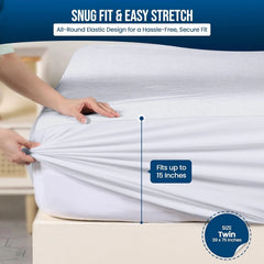 Waterproof Mattress Protector Twin Size, Premium Terry Mattress Cover 200 GSM 07FC0E-D4 - KOEEK