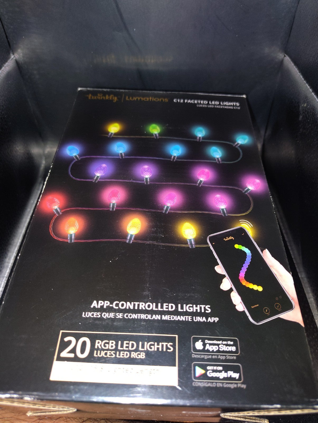 TWINKLY LUMATIONS C12 FACETED LED LIGHTS 20CT RGB APP CONTROLLED 15.8' - ! TWINKLY - KOEEK