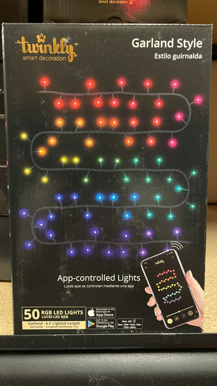 Twinkly App-Controlled 50 Ct Garland Style Multicolor LED Lights 6.5' White Cord TWINKLY - KOEEK