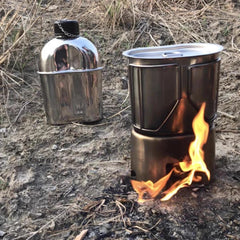 US Military Canteen Wire Handle Cup Stove Outdoor Camping Mess Kit 4 Piece Set 07FC0E-D4 - KOEEK