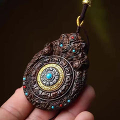 Agarwood Chinese Zodiac Guardian Amulet Pendant Peace Buckle Lion Car Hanging 07FC0E-D4 - KOEEK