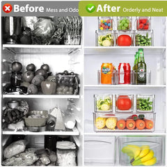 10 Pack Refrigerator Pantry Organizer Bins, Stackable Fridge Organizer Bins Lids 07FC0E-D4 - KOEEK