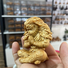 Boxwood Sun Wukong Carving Figurine Qi Tian Da Sheng Home Car Decor 07FC0E-D4 - KOEEK