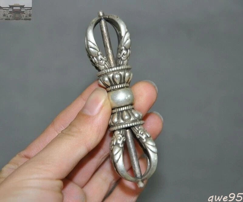 Old Silver Tantra Buddhism Dorje Phurpa Pestle Vajra Exorcism FaQi Collection 07FC0E-D4 - KOEEK