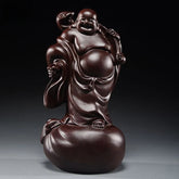 15cm Ebony Wood Carved Maitreya Buddha Statue Home Decor Gift Figurine 07FC0E-D4 - KOEEK