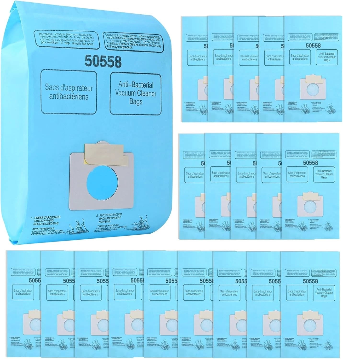 20 Pack Replacement 5055 Vacuum Bags for Canister Type C/Q 5055 50555 50557 07FC0E-D4 - KOEEK