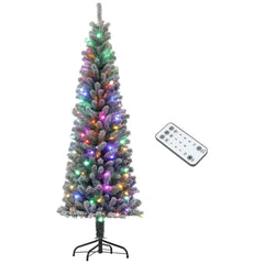 HOMCOM 6 ft Pencil Christmas Tree, Pre-Lit Xmas Tree w/ Dual Color Lights HOMCOM - KOEEK