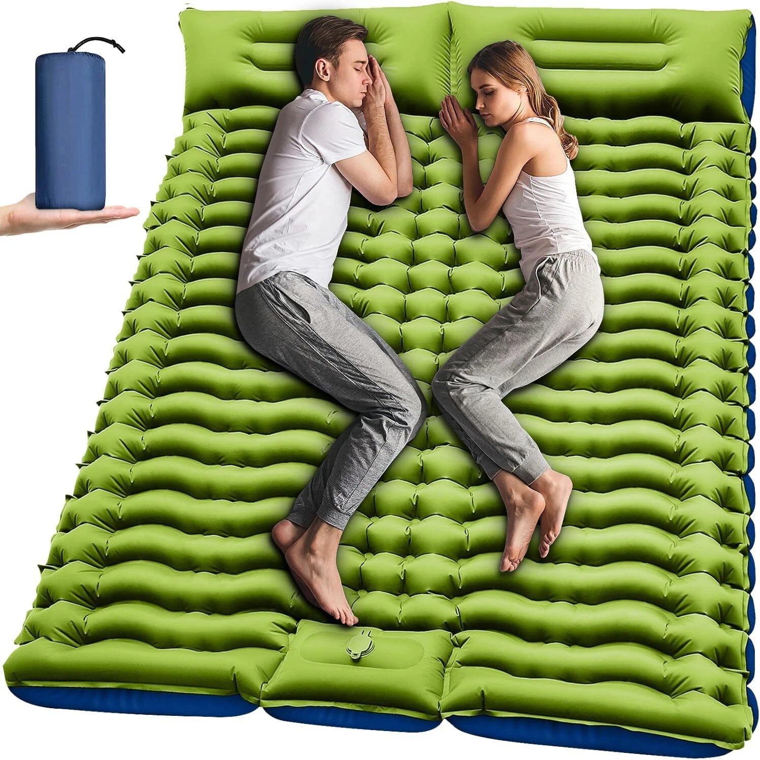 Double Sleeping Pad -Self Inflating Extra Thick Double Sleeping Pad with Pillow 07FC0E-D4 - KOEEK