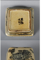 Ming Blue and White Wan Fu You Tong Qilin Pattern Square Lid Jar Ink Box 07FC0E-D4 - KOEEK