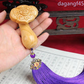 1Pc Peach Wood Wood Carving Ruyi Arts Crafts Ornament Decoration Pendant Tassels 07FC0E-D4 - KOEEK