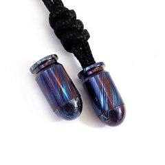 EDC Titanium Damascus Parachute Cord Bead Necklace Keychain Pendant Lanyard Tool 07FC0E-D4 - KOEEK