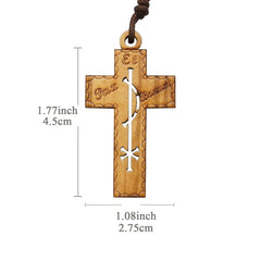 Italian Hand Carved Olive Wood Cross - For Pendant - Handicraft jewelry 07FC0E-D4 - KOEEK