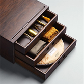 China Pu'er Tea Cake Tea Storage Box Drawer Bamboo Box One/Two Layer Gift 07FC0E-D4 - KOEEK