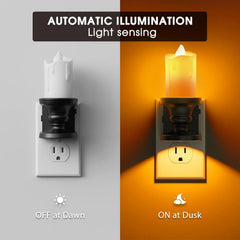 Flameless Candle Night Light, 2-Pack, Plug-In Night Light 07FC0E-D4 - KOEEK