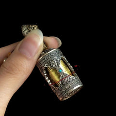 Tibetan Silver Gawu Box Six-character Mantra Tibetan Scripture Tube Pendant 07FC0E-D4 - KOEEK