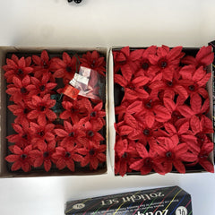 Vintage Red Silk Poinsettia Holiday Christmas String Lights Lot Of 40 07FC0E-D4 - KOEEK