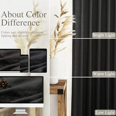 Black linen curtains, 84 inches long, 2 panels 07FC0E-D4 - KOEEK