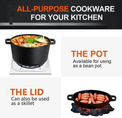 (2-in-1 pre-seasoned Dutch oven with lid for induction 5 qt) 07FC0E-D4 - KOEEK