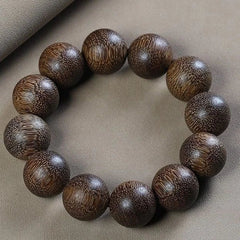20mm*12 China Natural Wood Buddhist Prayer Beads Men Woman Bracelet Gift 07FC0E-D4 - KOEEK