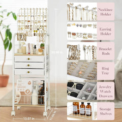 Large Jewelry Organizer Stand with 3 Box Drawer - Necklace Organizer Earring 07FC0E-D4 - KOEEK