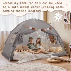 Bed Tent Bed Canopy Bunk Twin Size for Kids, Kids Tent Floor Indoor Privacy 07FC0E-D4 - KOEEK