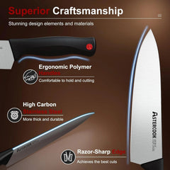Knife Set, 15-Piece Kitchen Knife Set with Built-in Knife Sharpener 07FC0E-D4 - KOEEK