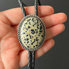 Natural Spotted Stone Bolo Tie Western Cowboy Vintage PU Rope Wedding Necklace 07FC0E-D4 - KOEEK