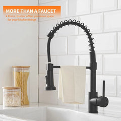 Black Kitchen Faucet with Pull Down Sprayer Stainless Steel Utility RV, Wet Bar 07FC0E-D4 - KOEEK