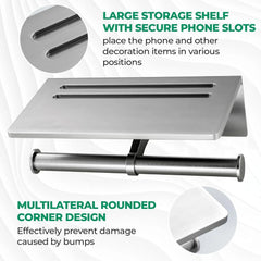 Toilet Paper Holder -Aluminum Double Roll Toilet Paper Holder, 3M Self-Adhesive 07FC0E-D4 - KOEEK