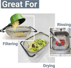 Over the Sink Colander Strainer Basket Stainless Steel, For Kitchen Sink 07FC0E-D4 - KOEEK