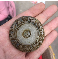 Antique Collection Jade Chinese Yin Yang Gossip12 Zodiac Ancient Jade Pendant 07FC0E-D4 - KOEEK